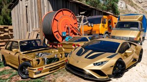 Угнал кучу золотых чит тачек и огромный монстр трак у мажора за 180 сек! Битва воров в ГТА 5 Онлайн