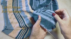 Смена цвета нити при круговом вязании спицами.