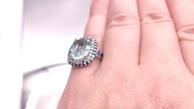Кольцо с камнями: Аквамарин 6.52 ct. и Сапфир смотреть онлайн
