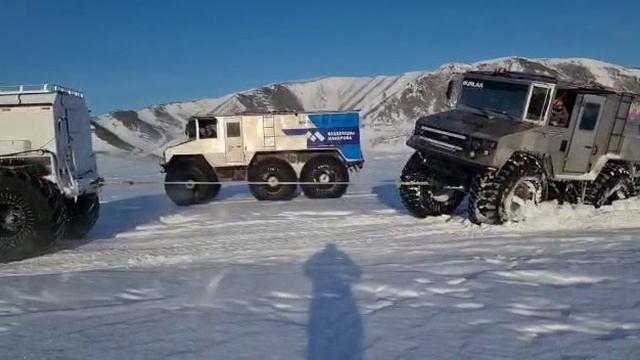Снегоболотоход ХИЩНИК помогает вездеходу выбраться из западни. смотреть онлайн
