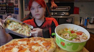 Мукбанг | ДоДо пицца 🍕 | Пицца Мясная,салат Цезарь | Обжор Асмр