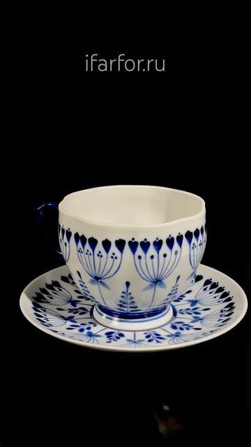 Чашка с блюдцем чайная «Гжель тысячелистник 1» #shorts #tikt