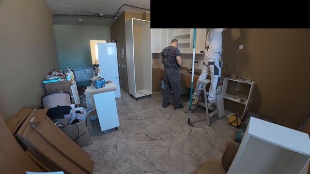 2 часть по сборке кухни со встроенным холодильником, и