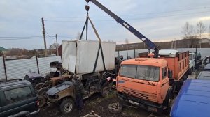 Кран Манипулятор КМУ тяжёлый вес. Рабочий процесс на а