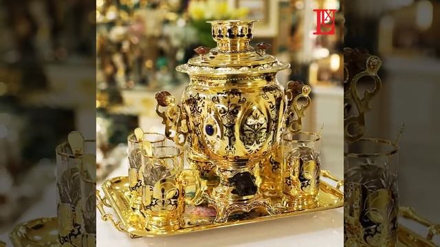 Чайный набор на 4 персоны "Павлин" с лазуритом (Златоус? смотреть онлайн