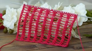 Двухрядная сетка  Стильный узор спицами