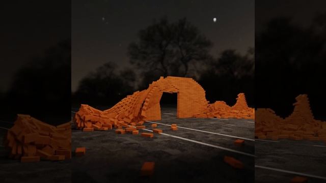Разрушение в Blender 3D, симуляция твердых тел, анимация смотреть онлайн