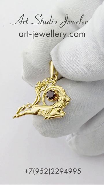 Золотая подвеска знак зодиака Козерог с гранатом и бр? смотреть онлайн