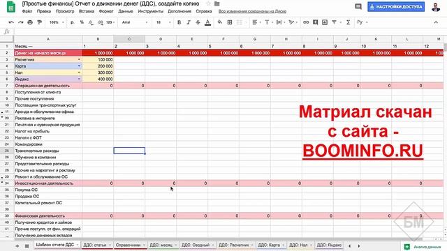 2. Скринкаст «Отчет о движении денег».
