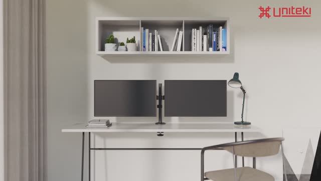 Крепление, кронштейн для двух мониторов на стол со струбциной UNITEKI SNM72 диагональ 13-32" смотреть онлайн