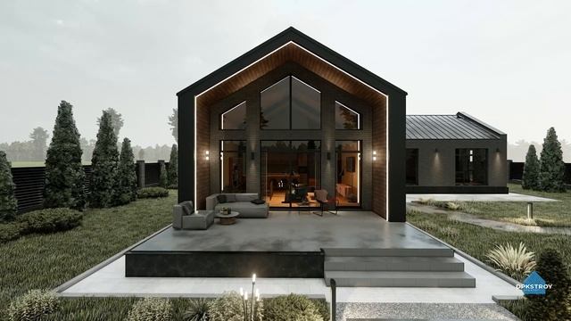 Кирпичный Барнхаус | Проект одноэтажного дома смотреть онлайн