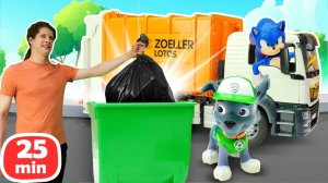 Грузовики, краны и мусоровозы! Строим, чиним, тушим пожар – веселое приключение с Лёвой и друзьями