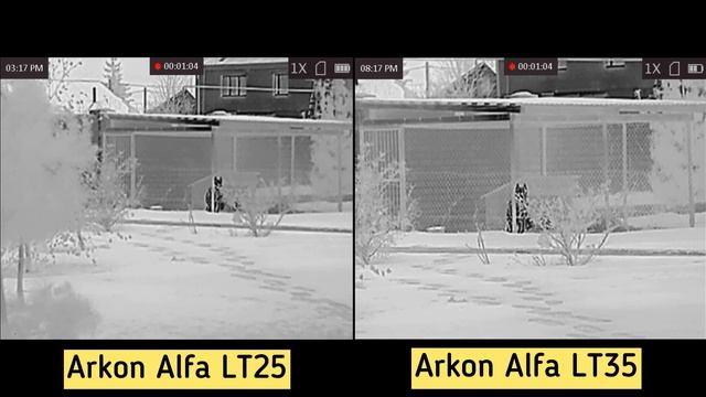 Сравнение картинки тепловизионных прицелов Arkon Alfa LT25 и LT35. смотреть онлайн