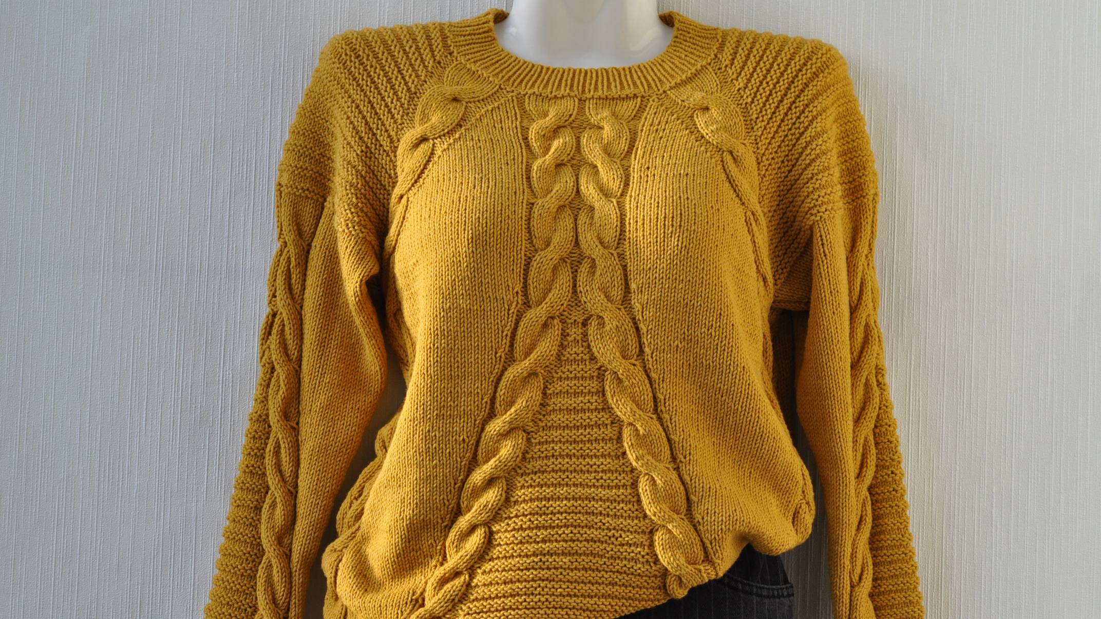 Красивый свитер с косами.МК.Часть 1#вязание спицами. смотреть онлайн