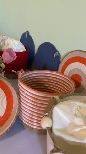 Корзины из хлопкового шнура и джута