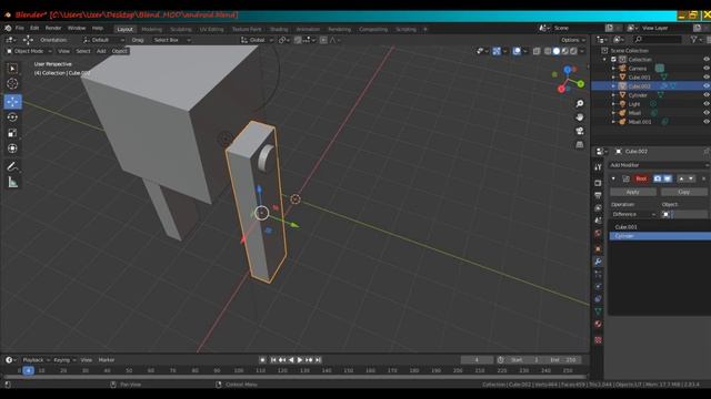 Как выдавить отверстие в Blender смотреть онлайн