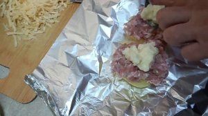 Картошка с фаршем в фольге 🧀 в электрической духовке