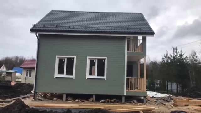 Каркасный дом 8х8 в полтора этажа для большой семьи! смотреть онлайн