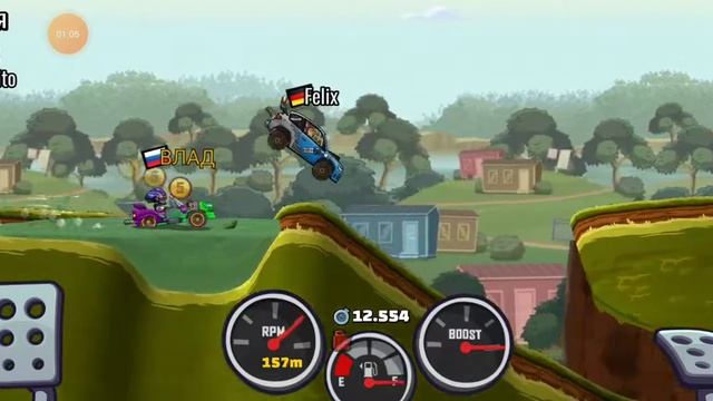 Hill Climb Racing 2 Болотистая дорога. Спортивный автомобиль смотреть онлайн