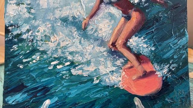 Картина маслом серфер на волне смотреть онлайн