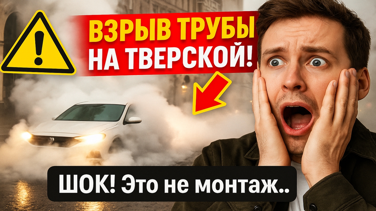 Кипяток в центре Москвы! Шокирующее видео прорыва трубы на Тверской