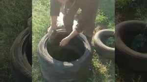 Дренажная труба из старых покрышек😉 👍👍, дешево и се