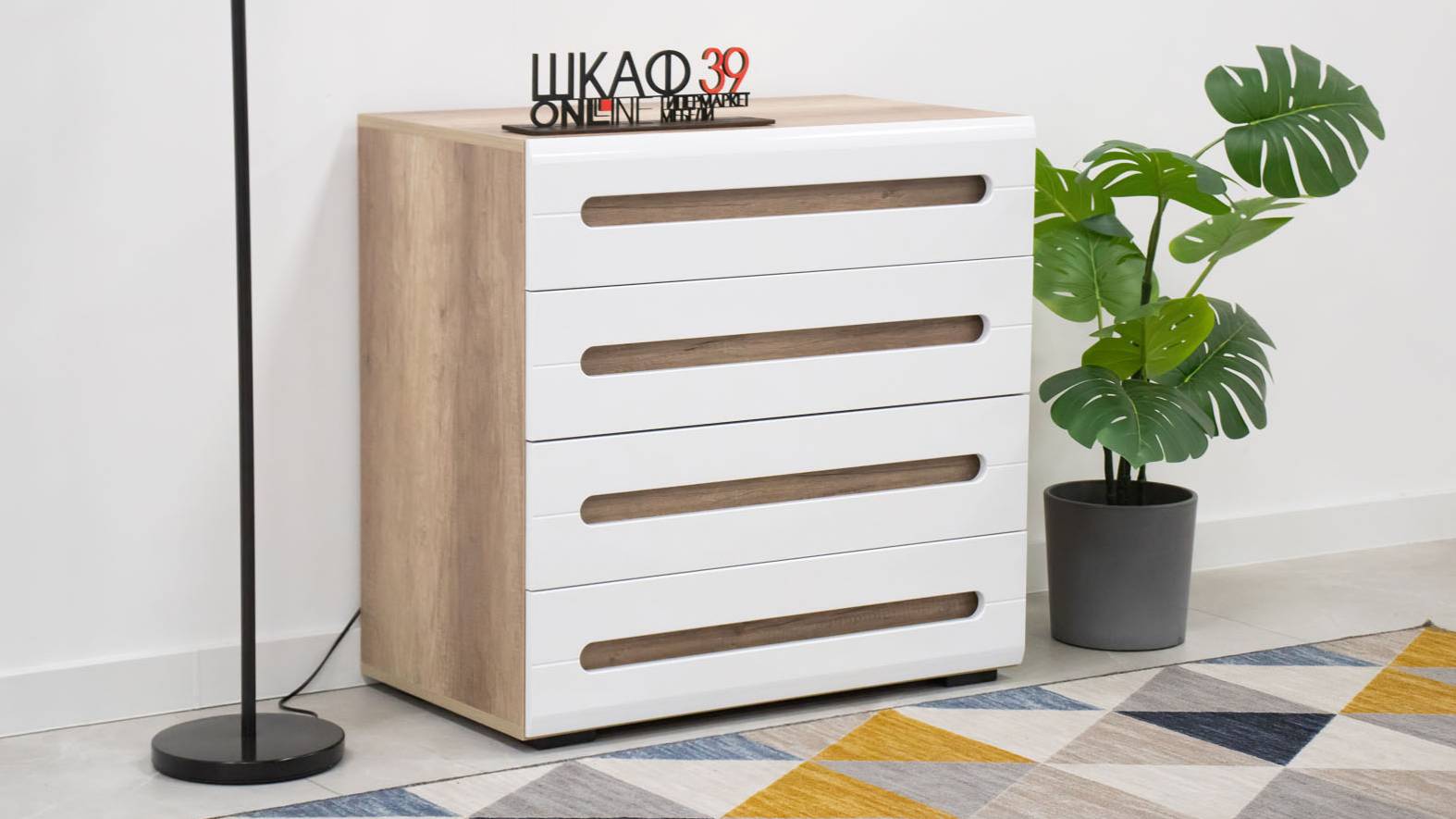 Наоми КМ-09 комод дуб каньон/белый глянец смотреть онлайн