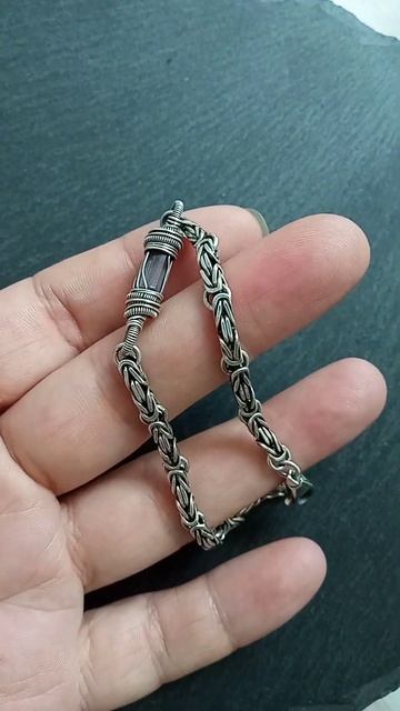wirewrap jewelry. Серебряный браслет ручной работы с кристалл