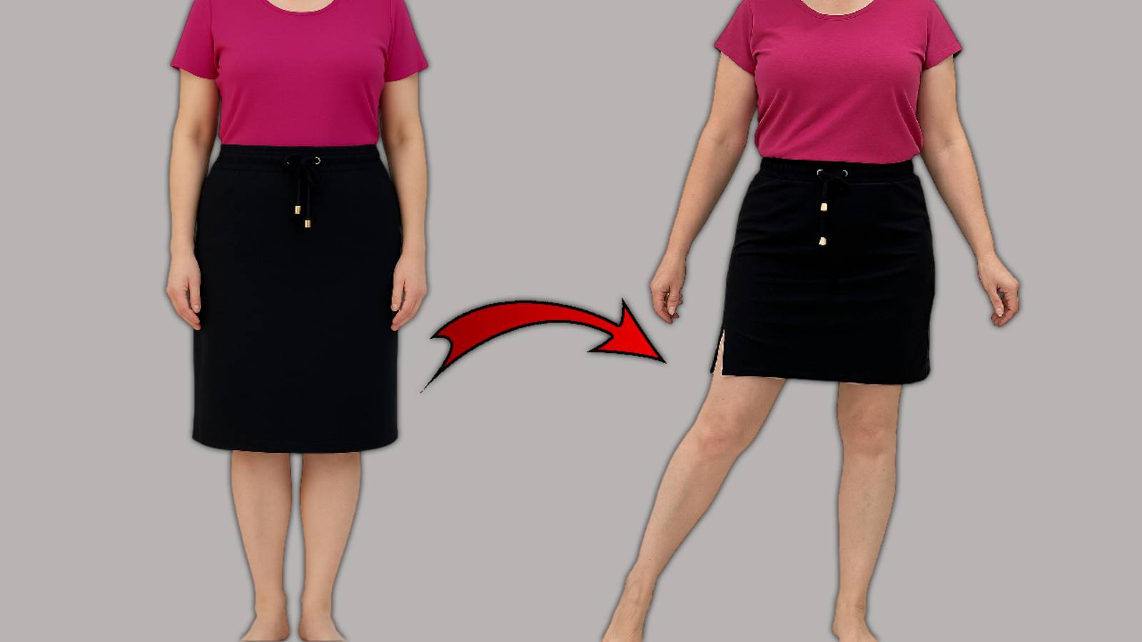 Как укоротить юбку и добавить разрез сбоку — простая идея для переделки одежды смотреть онлайн