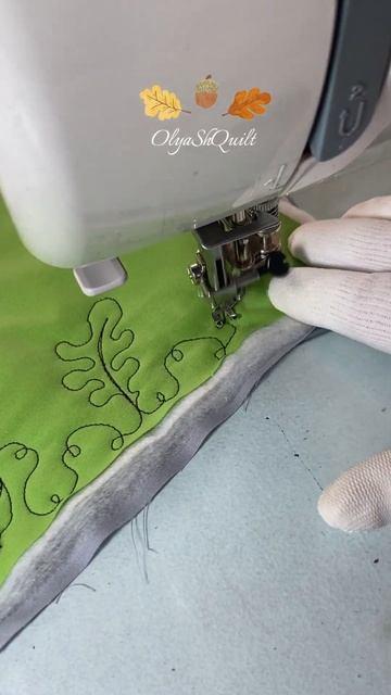 Free Motion Quilting. Свободно ходовая стёжка. Дубовые листья и