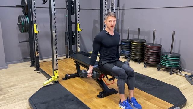 Бицепс. Сгибание в локтях с гантелями сидя. смотреть онлайн