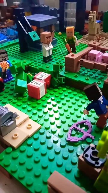 нубик взорвал лего деревню #lego анимация #minecraft смотреть онлайн