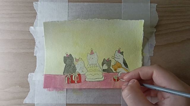 Котики / Рисунок акварелью смотреть онлайн