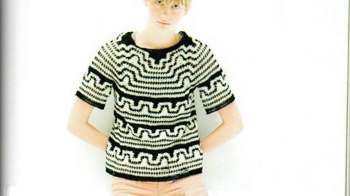 Пуловер из пряжи 2-х цветов