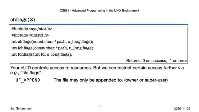 UNIX24-13-2 Advanced Programming in the UNIX Environment- Week 13, Segment 2 - chflags, mount -o смотреть онлайн