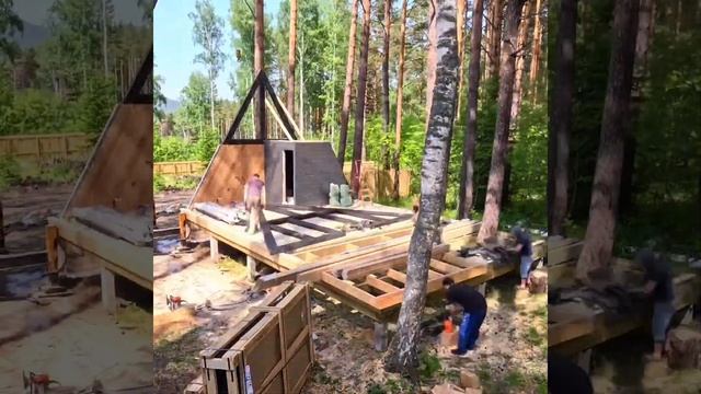 А фрейм дом за 3 дня #банябизон #афрейм #глемпинг смотреть онлайн