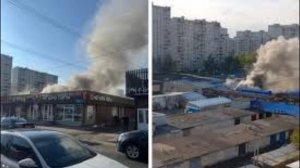 В Подмосковье произошел пожар на строительном рынке