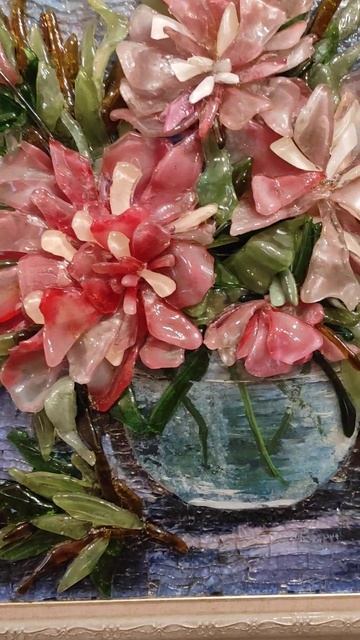 картина из плавленого цветного стекла. пионы. смотреть онлайн