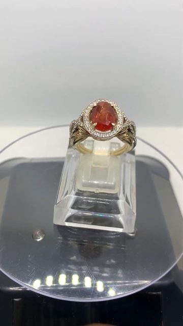 Золоте кольцо с  Spessartit Гранатом и Бриллиантами
