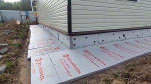 Утеплённая отмостка въезд для машины брусчаткой