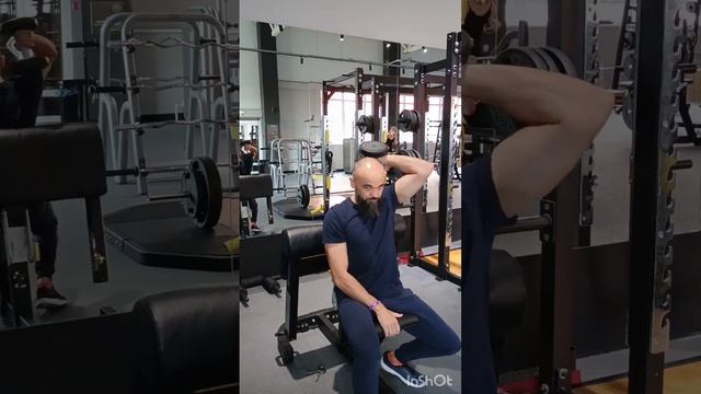 Французский жим с гантелью из-за головы сидя. смотреть онлайн