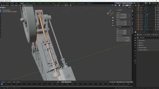 Как создать скелет для механизма в Blender, анимация смотреть онлайн