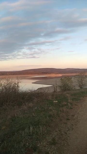 Закат на Симферопольском водохранилище, прогулка с бу