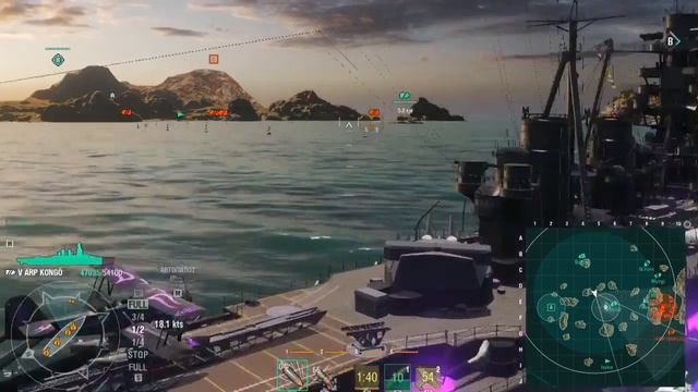 World of Warships ARP Kongo, охота за авианосцем смотреть онлайн
