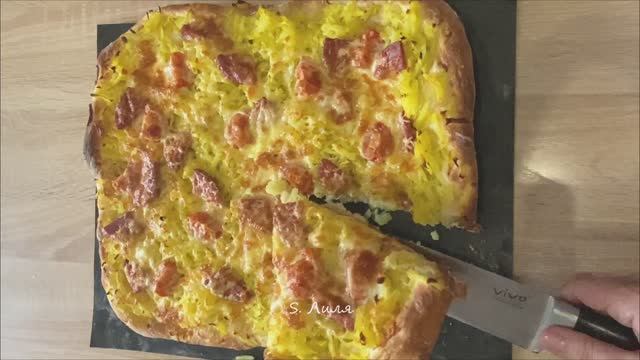 Открытый пирог с картошкой. Тесто холодным брожением. смотреть онлайн