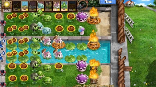 Чисто прохождение hard survival PvZ Real life edition 4.1 Часть 3 Бассей смотреть онлайн