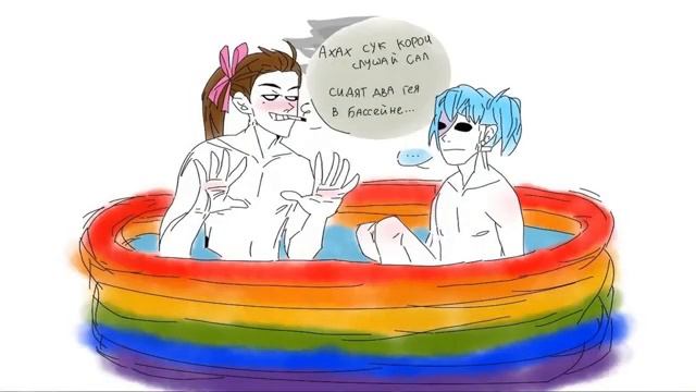 ОЗВУЧКА комиксов Sally Face Сидят два парня в бассейне смотреть онлайн