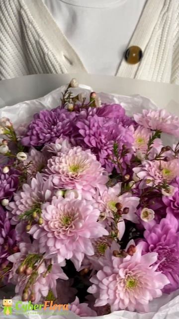 Букет «7 розовых хризантем» @cyberflora2859 смотреть онлайн