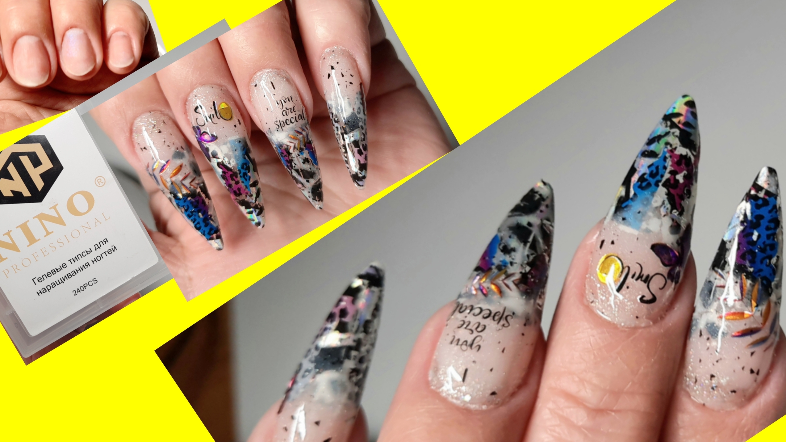 *664*Сама себе мастер.Наращиваю на Гелевые типсы.Быстрый дизайн фольгой и наклейками. смотреть онлайн