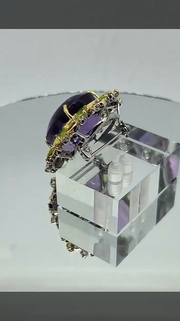 Брошь стерлинговое серебро 925 натуральные аметисты, п?